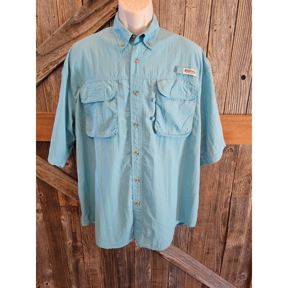 Magellan Laguna Madre XL men's button up Vented Fishing Shirt blue